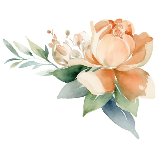 Aquarel Hand Geschilderd Bloem Illustratie Bloemendecoratie Elementen Geïsoleerd Witte Achtergrond — Stockvector