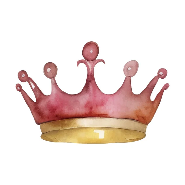 Корона Принцессы Акварели Ручная Рисованная Векторная Иллюстрация Белом Фоне — стоковый вектор