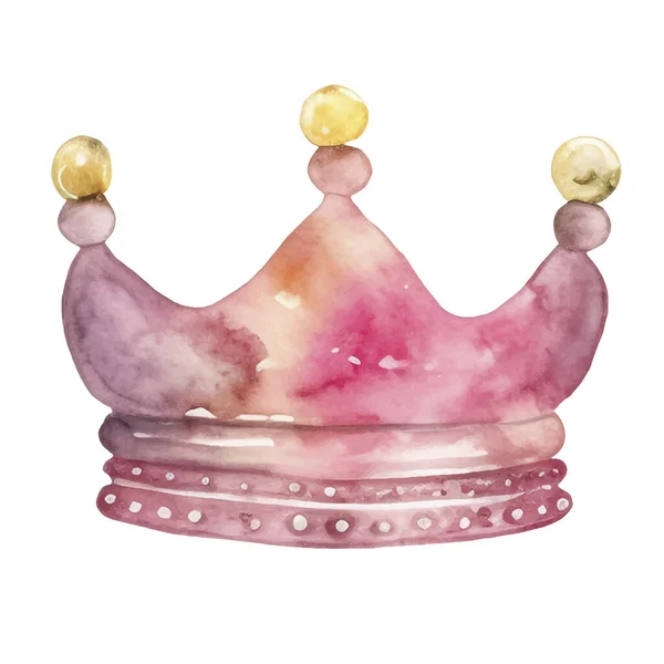 Corona Princesa Acuarela Ilustración Vectorial Dibujada Mano Aislada Sobre Fondo — Vector de stock