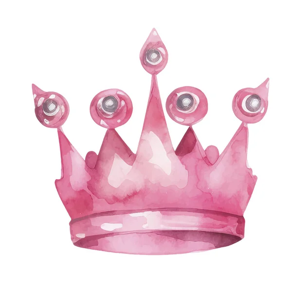 Corona Princesa Acuarela Ilustración Vectorial Dibujada Mano Aislada Sobre Fondo — Archivo Imágenes Vectoriales