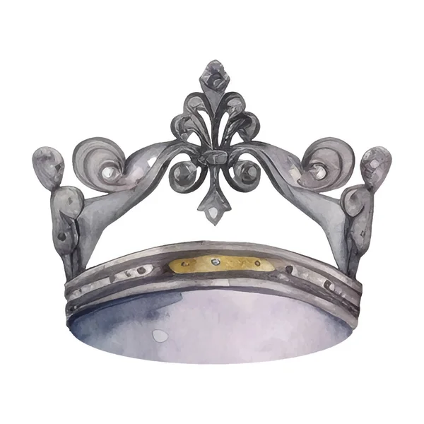 Coroa Princesa Aquarela Ilustração Vetorial Desenhada Mão Isolada Sobre Fundo —  Vetores de Stock