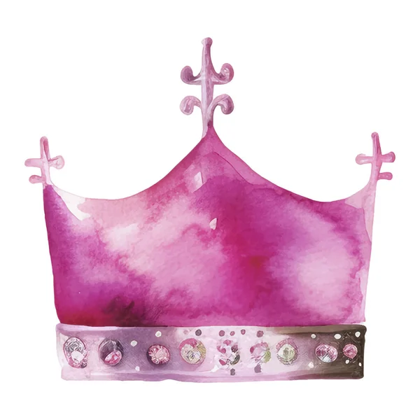 Acquerello Corona Principessa Illustrazione Vettoriale Disegnata Mano Isolata Sfondo Bianco — Vettoriale Stock