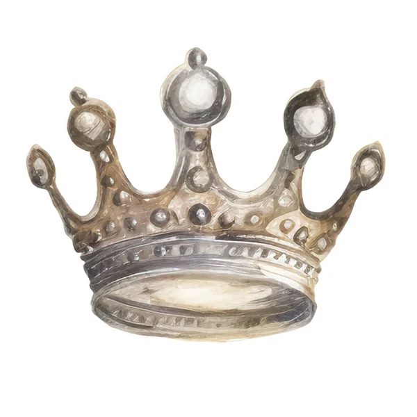 Aquarell Prinzessin Krone Handgezeichnete Vektordarstellung Isoliert Auf Weißem Hintergrund — Stockvektor