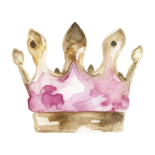 水彩画公主王冠在白色背景上孤立的手绘矢量图 — 图库矢量图片