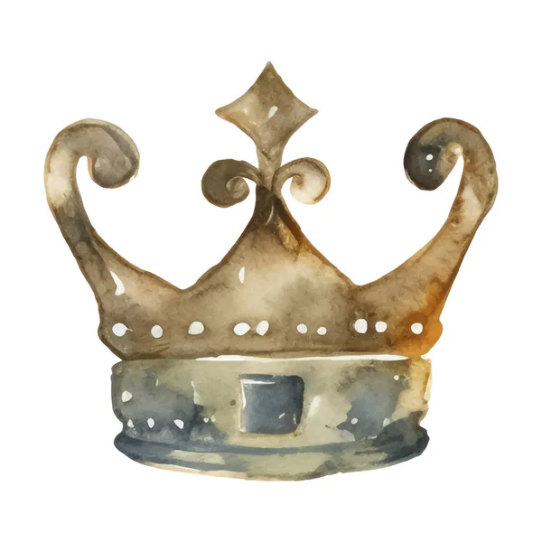 Aquarell Prinzessin Krone Handgezeichnete Vektordarstellung Isoliert Auf Weißem Hintergrund — Stockvektor