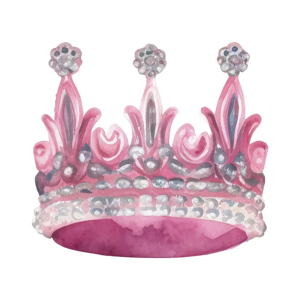 Corona Princesa Acuarela Ilustración Vectorial Dibujada Mano Aislada Sobre Fondo — Vector de stock