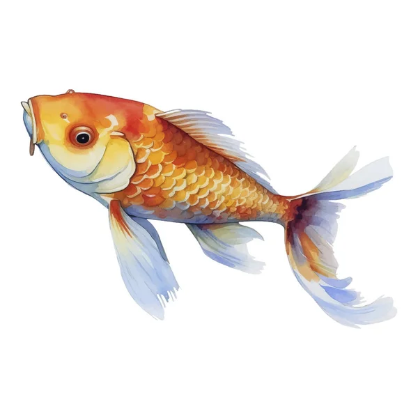 Acquerello Dipinto Mano Koi Fish Illustrazione Stile Giapponese Elementi Isolati — Vettoriale Stock