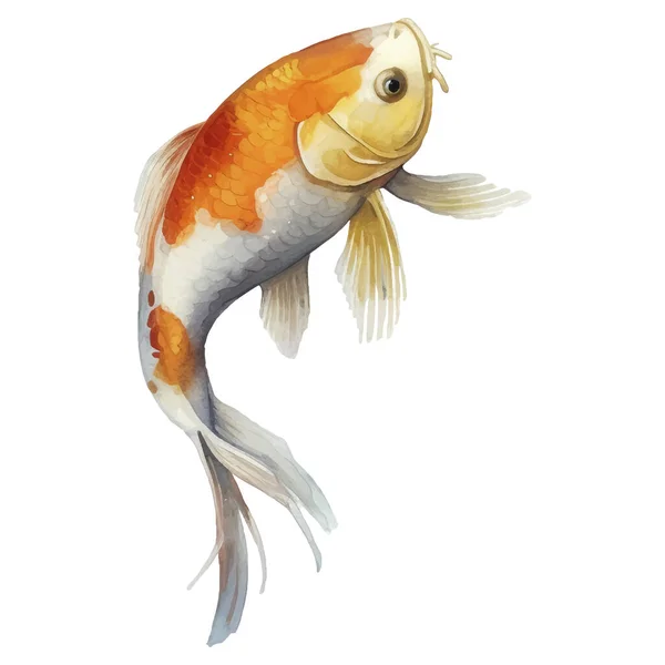Acquerello Dipinto Mano Koi Fish Illustrazione Stile Giapponese Elementi Isolati — Vettoriale Stock