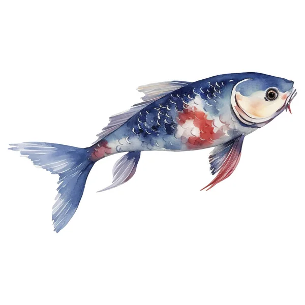 Υδατογραφία Χέρι Ζωγράφισε Koi Fish Εικονογράφηση Ιαπωνικά Στοιχεία Στυλ Απομονωμένα — Διανυσματικό Αρχείο