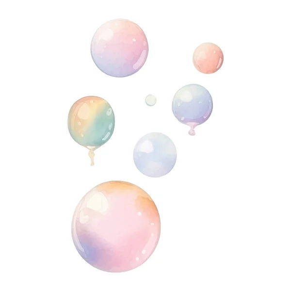 Soap Bubbles Watercolor Illustration Hand Drawn Colorful Vector Illustration Isolated — Stock Vector