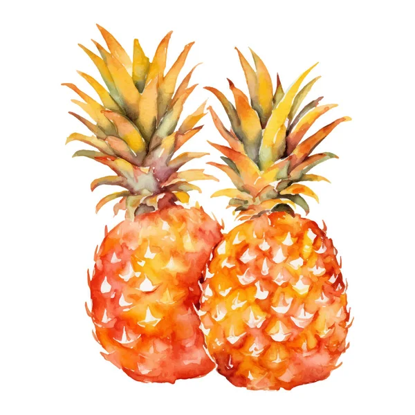 Akwarela Ananas Ilustracja Ręcznie Rysowany Element Wzornictwa Świeżej Żywności Izolowany — Wektor stockowy