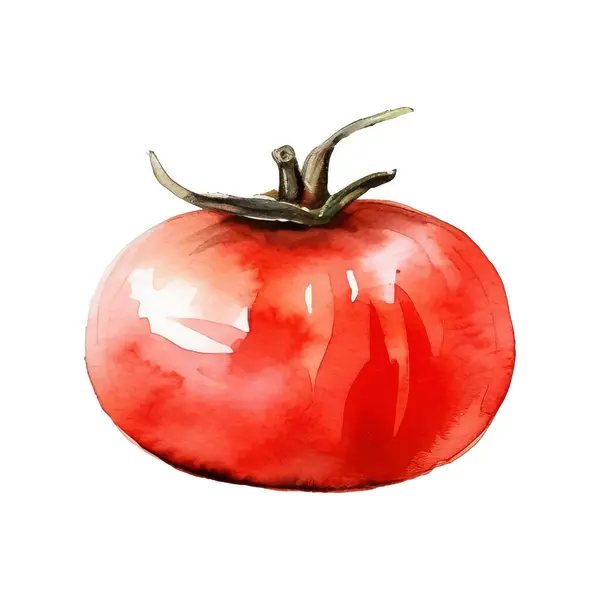 水彩トマトイラスト 白を基調とした手描きの生鮮食品のデザイン要素 — ストックベクタ