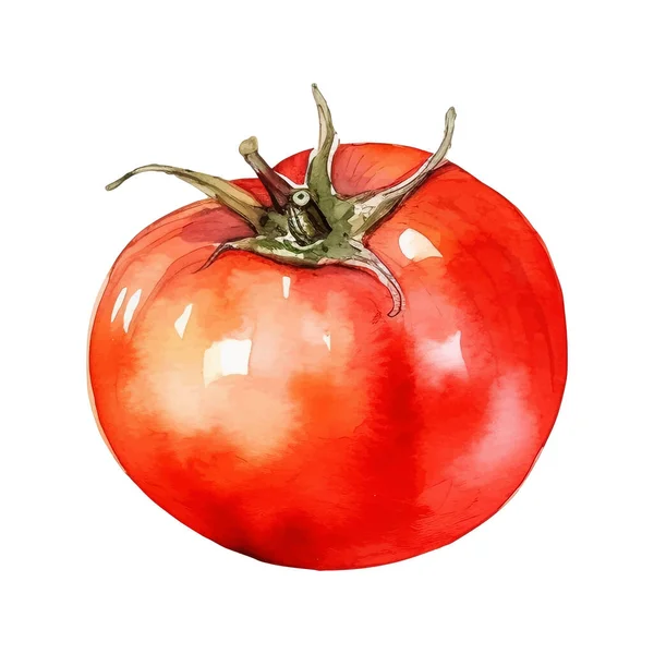 Vesiväri Tomaatti Kuvitus Käsin Piirretty Tuore Ruoka Design Elementti Eristetty — vektorikuva
