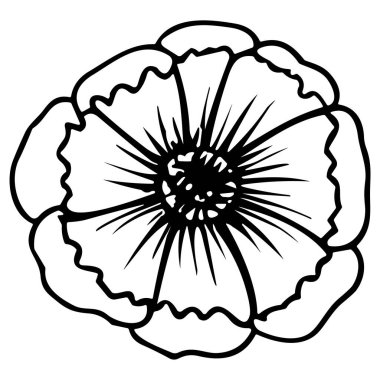 Çiçek çizgisi sanat vektör çizimi beyaz üzerine izole edildi. Çiçekli siyah mürekkep çizimi. Modern minimalist el yapımı tasarım.