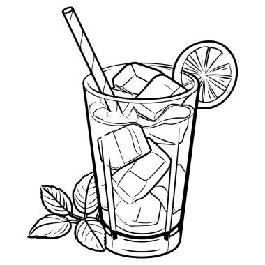 Kokteyl resimleme, çizim, oyma, mürekkep, çizgi sanatı, vektör