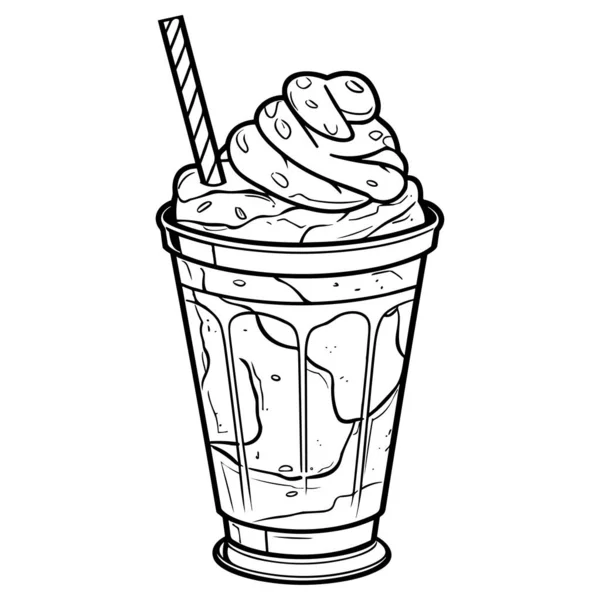 Linea Art Illustrazione Menu Volantini Caffè Ristoranti Catering Milkshake Caffè — Vettoriale Stock