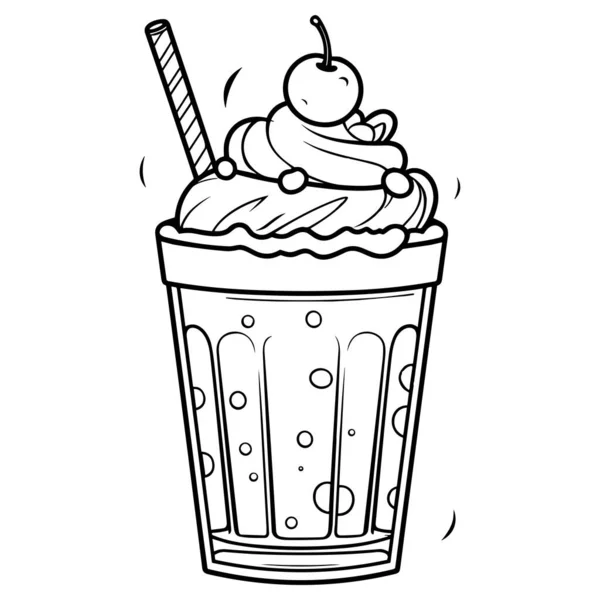 Линейное Искусство Иллюстрация Меню Флаеры Кафе Рестораны Питание Молочный Коктейль — стоковый вектор