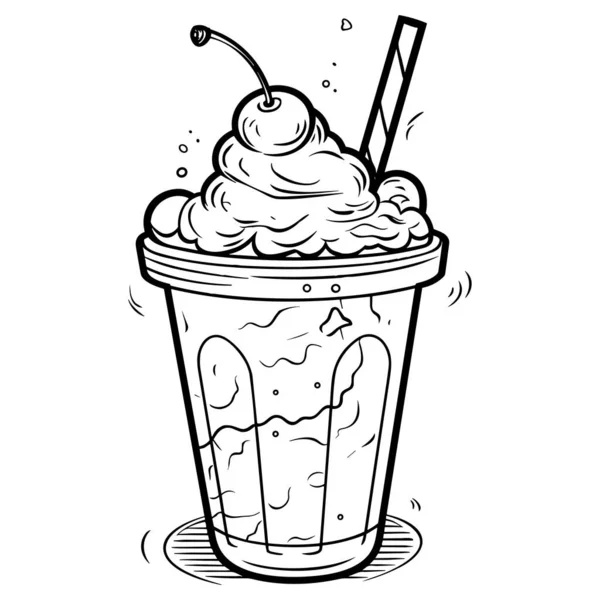 Zeilenkunst Illustrationen Für Speisekarten Flyer Cafés Restaurants Catering Milchshake Kaffee — Stockvektor
