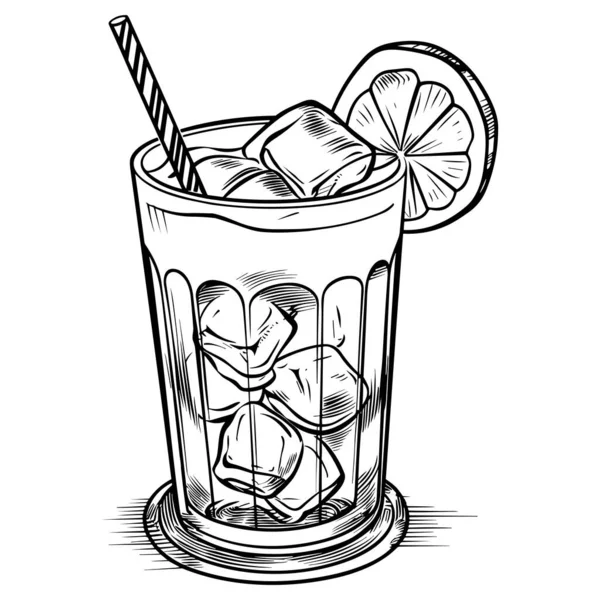 Illustrazione Cocktail Disegno Incisione Inchiostro Line Art Vettore — Vettoriale Stock
