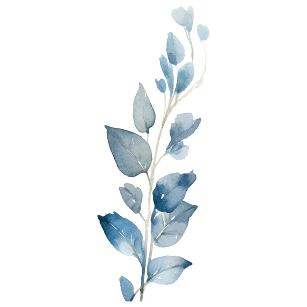 Akwarela Kwiat Ilustracja Ilustracja Błękitnego Zielonego Kwiatu — Wektor stockowy
