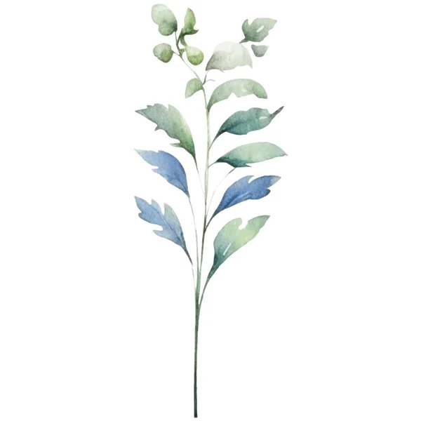 Ilustración Flor Acuarela Ilustración Una Flor Azul Verde — Archivo Imágenes Vectoriales