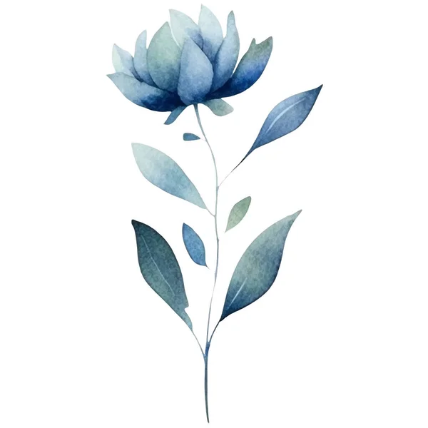Akvarell Virág Illusztráció Illusztráció Kék Zöld Virág — Stock Vector