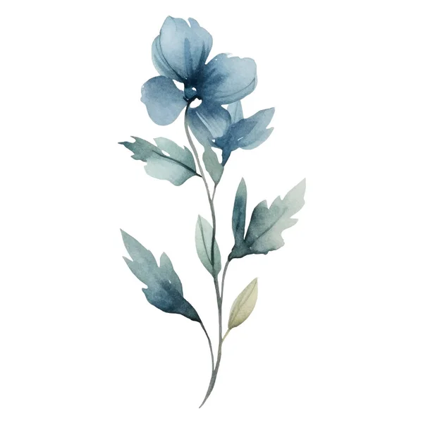 水彩画蓝绿色花朵的图解 — 图库矢量图片