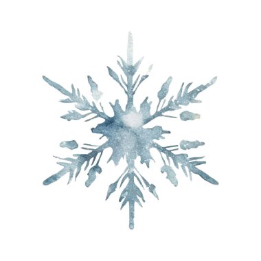 Watercolor christmas snowflake illustration clipart