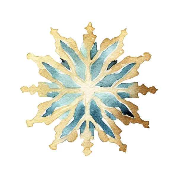 Watercolor Christmas Snowflake Illustration — Stock Vector