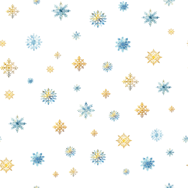 Suluboya kar tanesi deseni. El çizimi Noel 'in pürüzsüz baskısı Açık Mavi ve Altın renkleriyle 