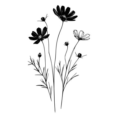 Yaban çiçekleri vektör eli çizimi