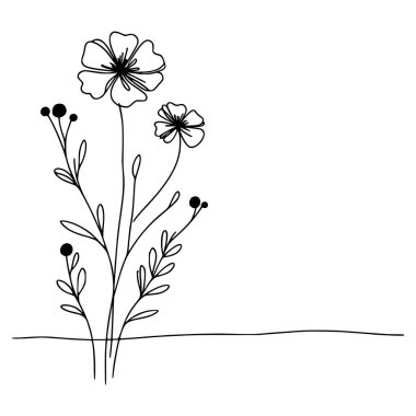 Yaban çiçekleri vektör eli çizimi