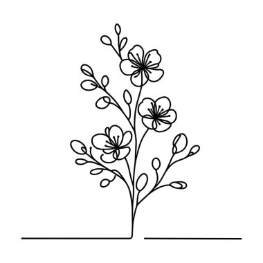 Sakura çiçeği aralıksız çizgi vektör çizimi