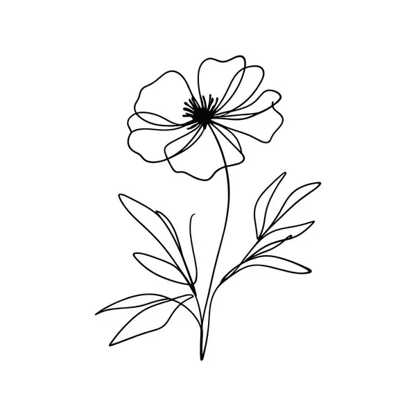 stock vector Continous line wildflower illustration