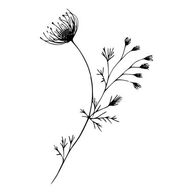 Basit bir çiçek ve kök çizimi