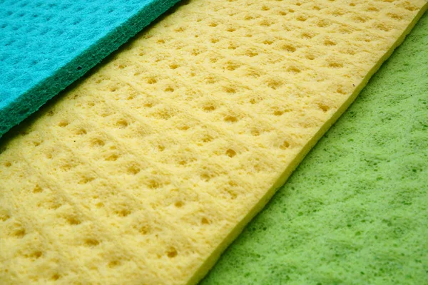 Set Cleaning Wipes Microfiber Cloths Sponges Kitchen Three Multi Colored — Stock Photo, Image