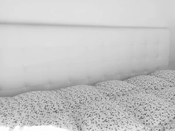 Yumuşak Yatak Başlığı Gerçek Yapay Deriden Yapılmış Mobilyalar Örtülü Kumaşlar — Stok fotoğraf
