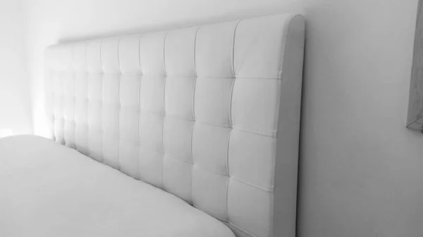 Soft Headboard Upholstery Furniture Made Genuine Artificial Leather Quilted Fabric — Stock Photo, Image