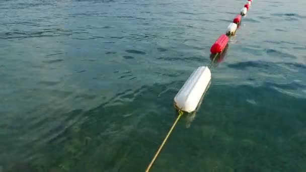Şamandıra Yüzme Alanı Işareti Dayanıklı Beyaz Deniz Kırmızı Diş Mineleriyle — Stok video