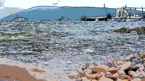 Herceg Novi Montenegro Agosto 2022 Férias Praia Viagens Marítimas Pesca — Vídeo de Stock