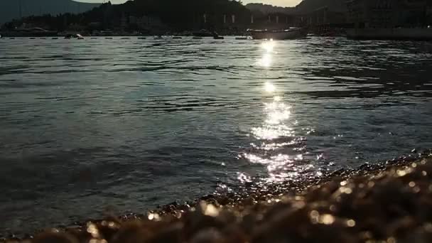Meljine Herceg Novi Чорногорія Адріатичне Море Середземне Море Камінцях Падають — стокове відео