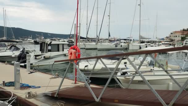 Meljine Herceg Novi Чорногорія Серпня 2022 Boats Yachts Ships Anchor — стокове відео