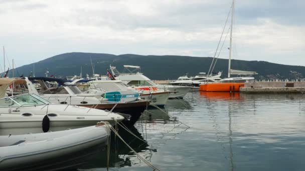 Meljine Herceg Novi Чорногорія Серпня 2022 Boats Yachts Ships Anchor — стокове відео
