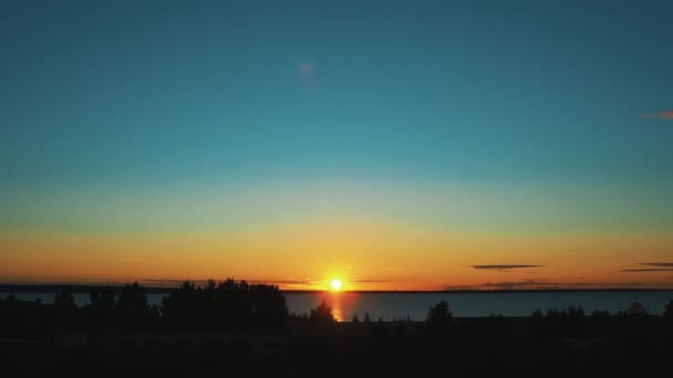 Gyönyörű Sárga Narancssárga Hajnal Napkelte Reggel Napkelte Napkorong Felemelkedése Horizont — Stock videók