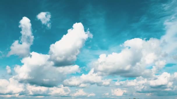 青い空に対して時間経過積雲 円状の状態と層状のSc雲 雲の動きは低く 速くなります 天気予報 気候の変化 嵐風のタイムラプス — ストック動画