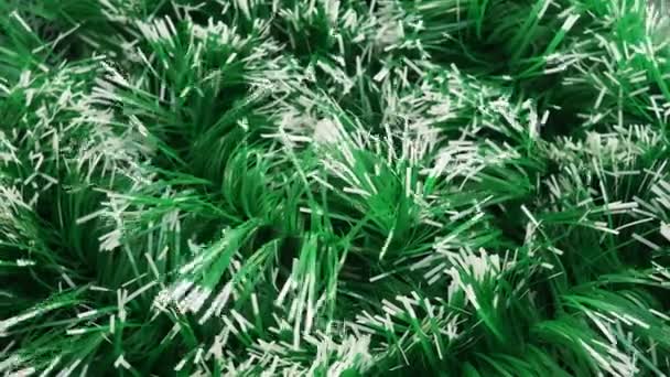 Groen Wit Klittenband Fladdert Wind Tocht Kerst Nieuwjaar Decoratie Voor — Stockvideo