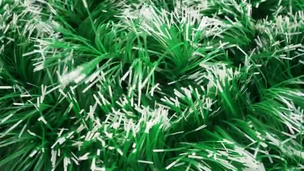 Groen Wit Klittenband Fladdert Wind Tocht Kerst Nieuwjaar Decoratie Voor — Stockvideo