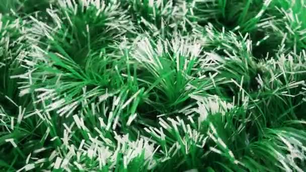 Green White Tinsel Flutters Wind Draft Christmas New Year Decoration — Vídeos de Stock