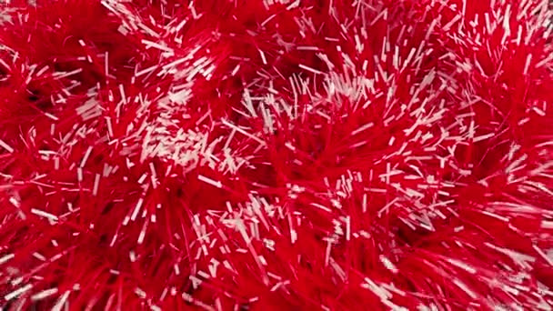 Κόκκινο Λευκό Φωτεινό Φτερούγισμα Φτερουγίζει Στον Άνεμο Ρεύμα Χριστουγεννιάτικη Και — Αρχείο Βίντεο