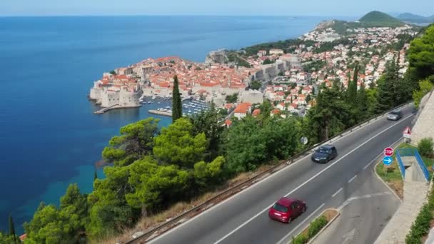 Dubrownik Chorwacja Sierpień 2022 Widok Adriatyk Tarasu Widokowego Widok Stare — Wideo stockowe